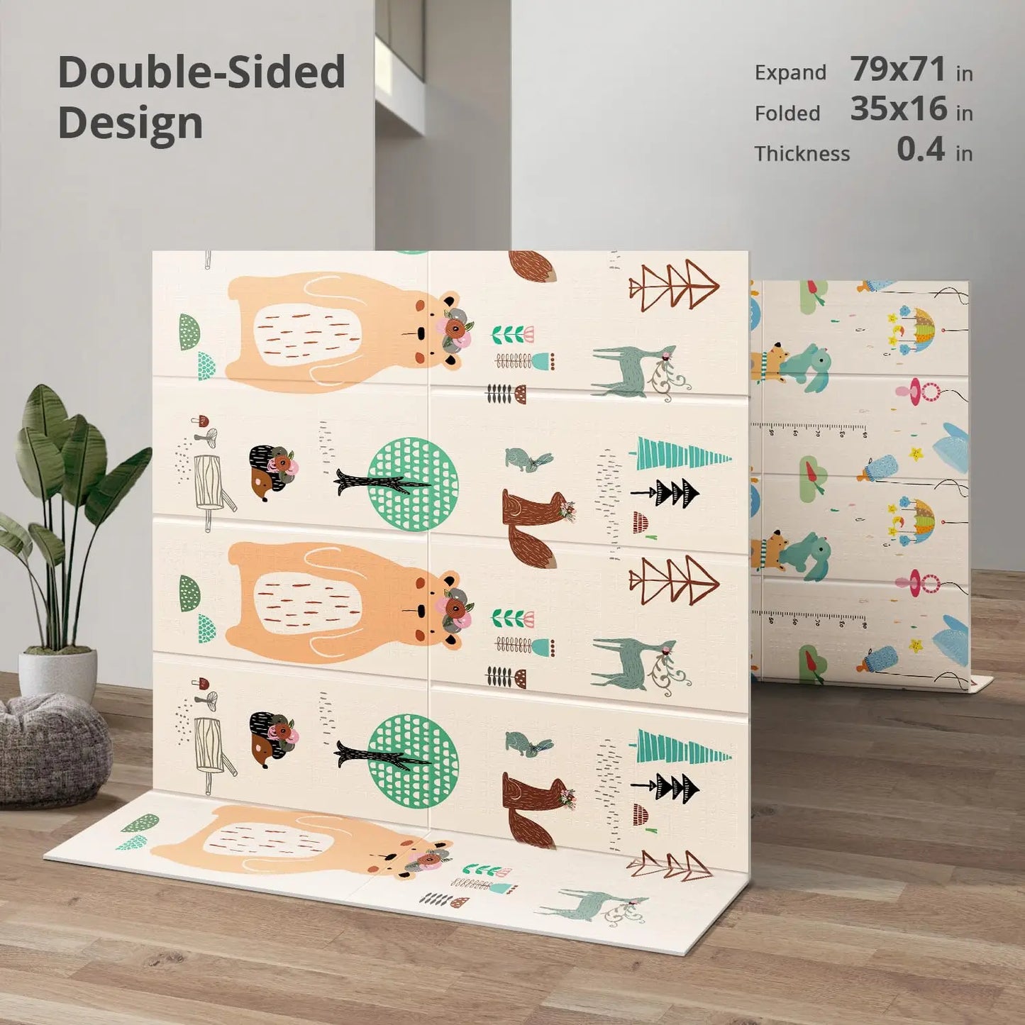 Foldable Baby Play Mat, Extra Large Waterproof Activity Playmats for Babies,Toddlers, Infants, Play & Tummy Time, Foam Baby Mat