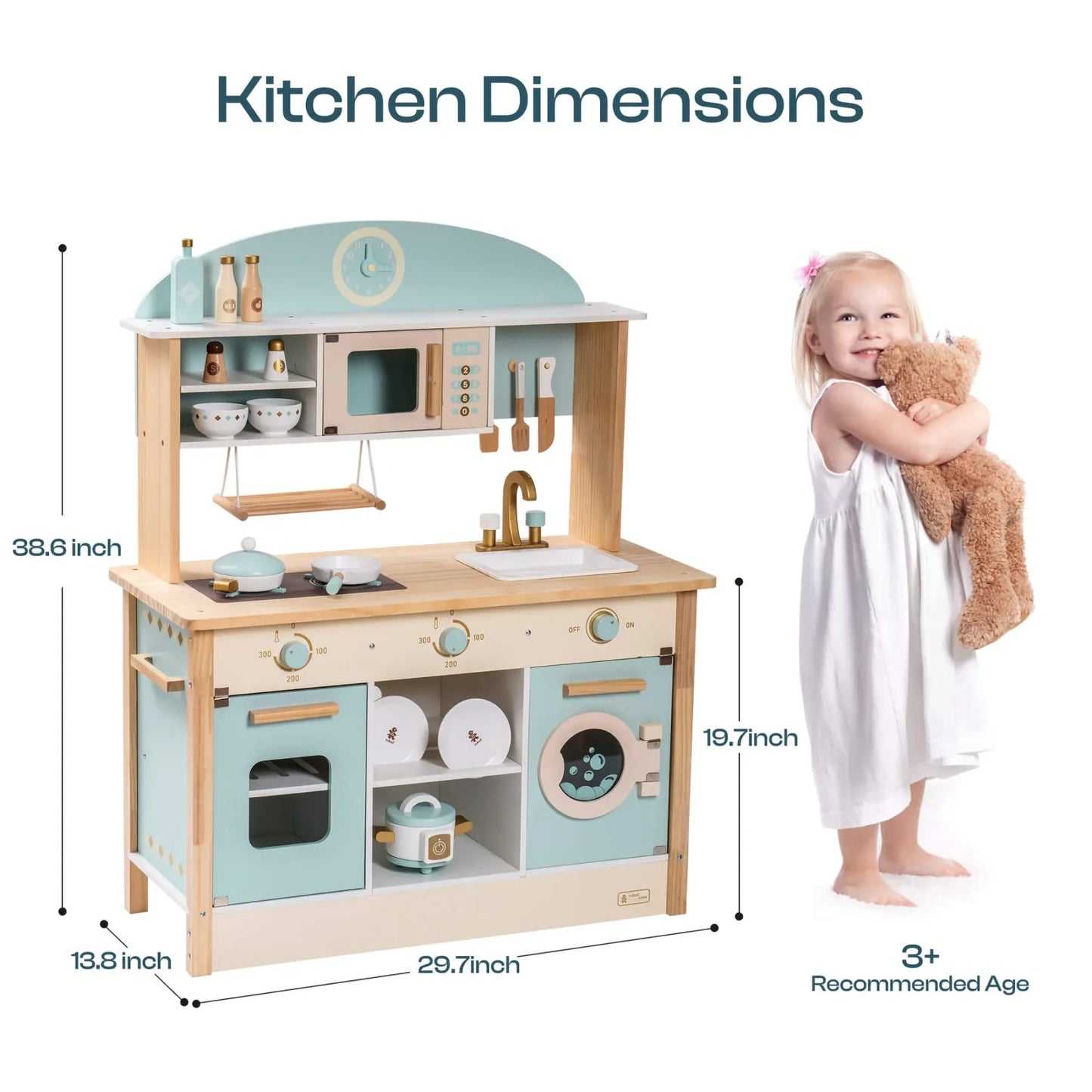 Robotime Robud Wooden Kitchen Washer Playset For Kids Age 3