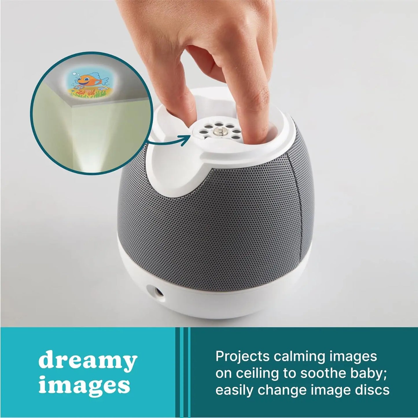 Baby Sound Machine with Projector - 6 Soothing Sounds & Lullabies, Auto-Off Timer, AC Adapter for Nursery Sleep Aid