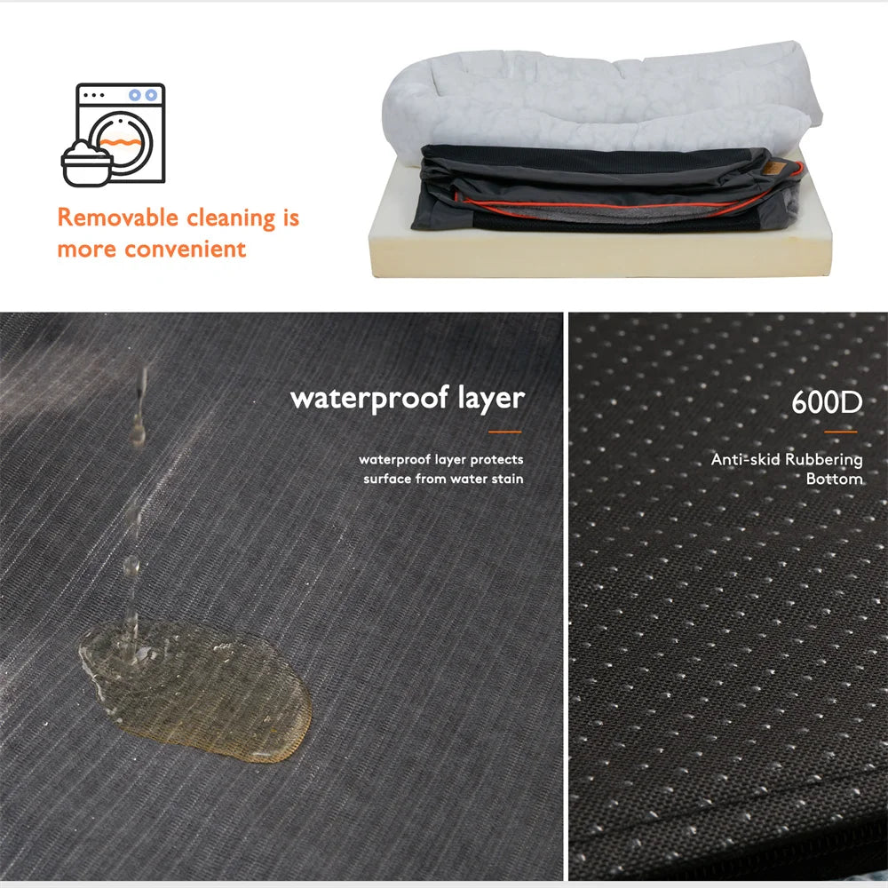 BORWARTCN Orthopedic Dog Bed Memory Foam Waterproof Removable Cover
