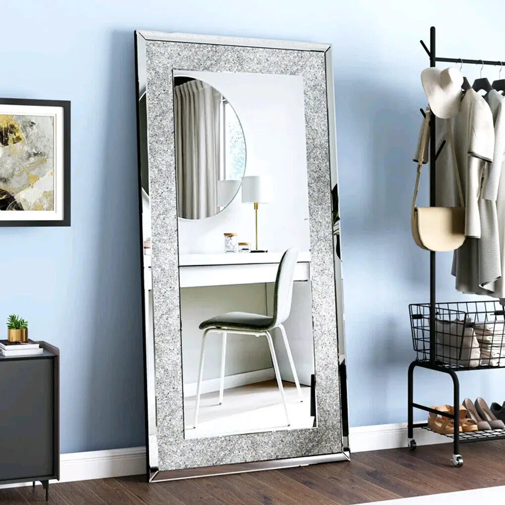 LUVODI Frameless Crystal Rhinestone Vanity Mirror Wall Mounted