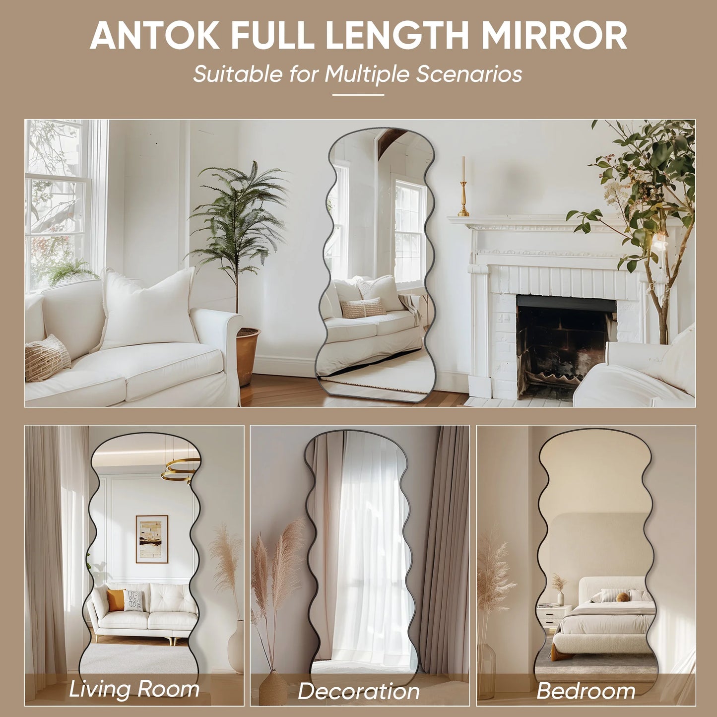 Antok Mirror With Stand for Bedroom and Living Room