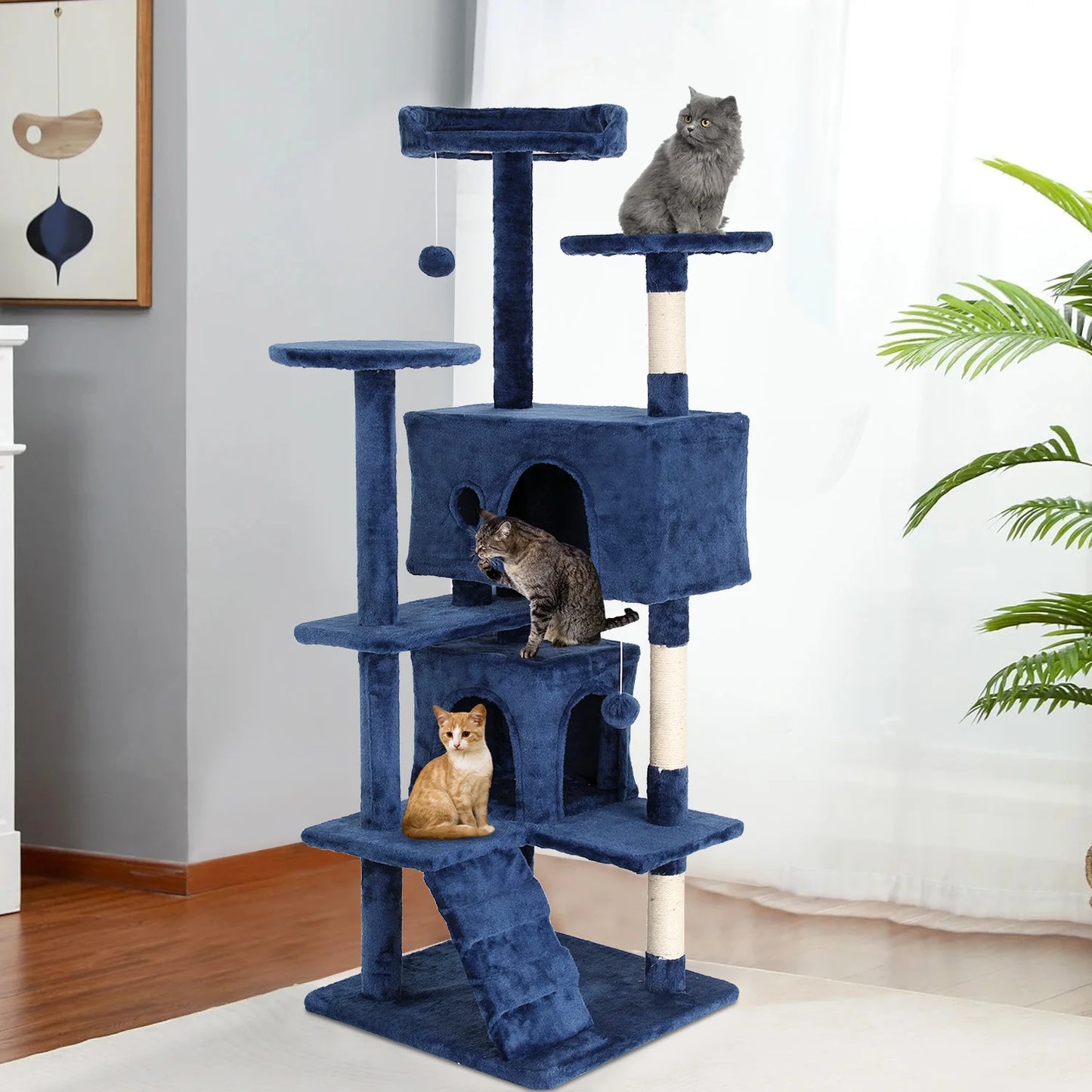 Four Tier Cat Tree With Sisal Scratching Posts And Ball