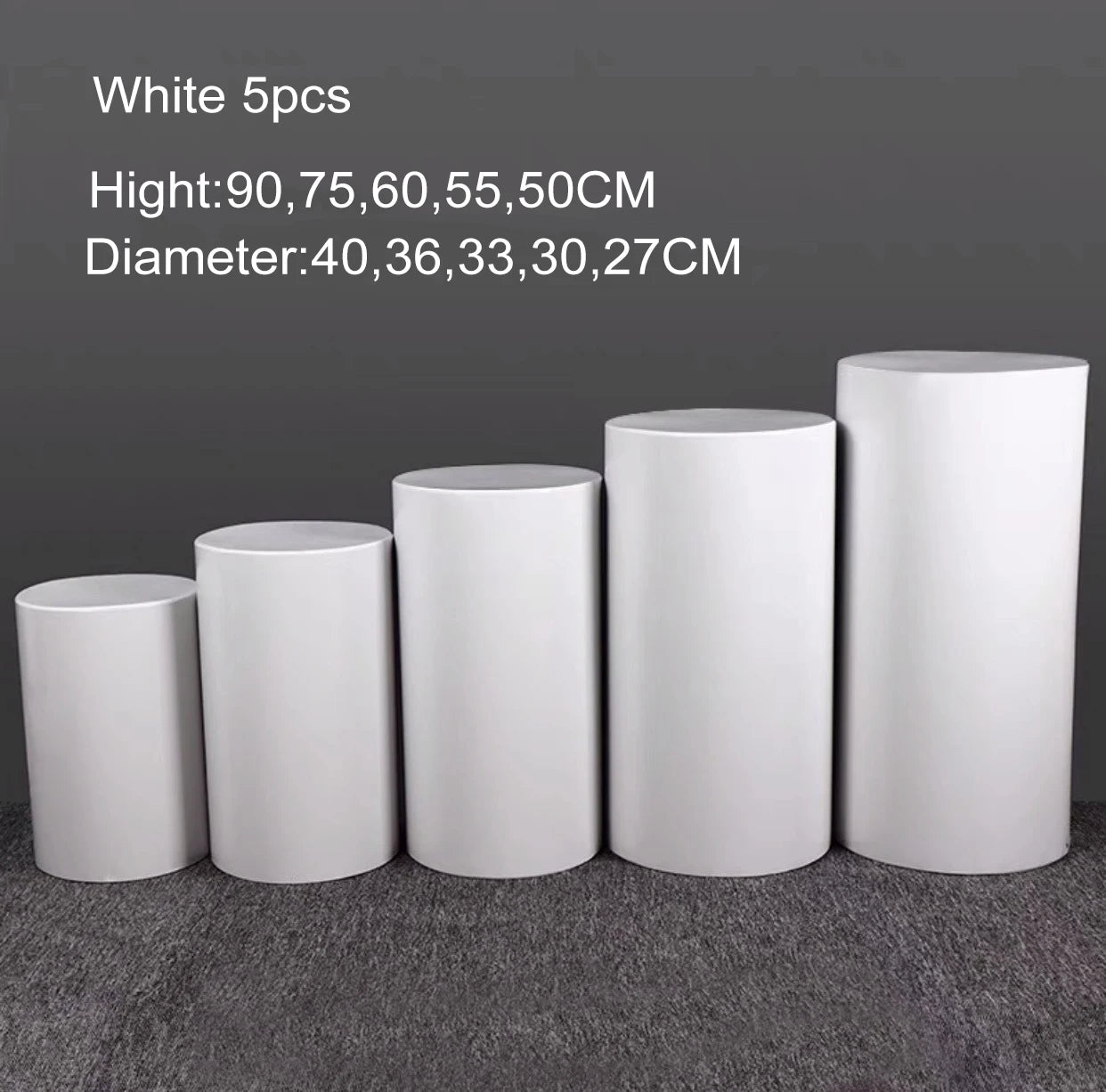 NONECN White Cylinder Table Pedestal Stands For Wedding Backdrops