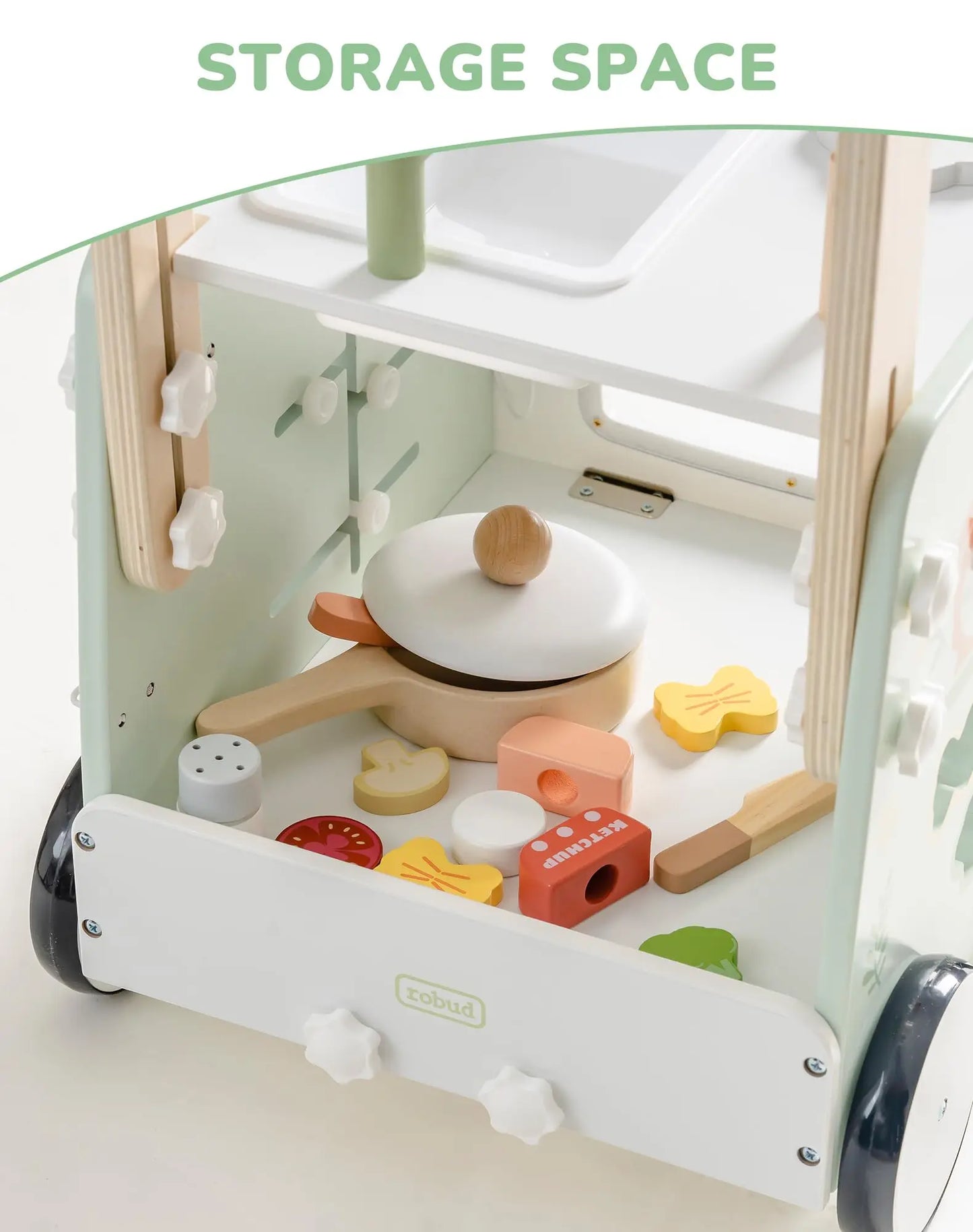 Robotime Wooden Baby Push Walker Adjustable Height Montessori Toys