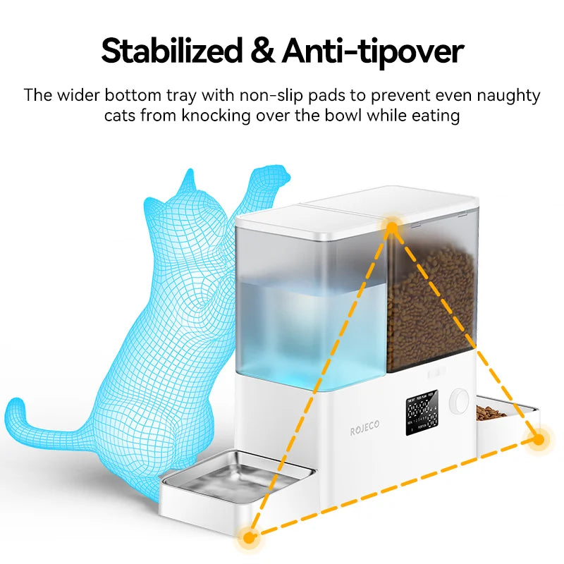 ROJECO 2In1 Automatic Pet Feeder Water Fountain For Cats
