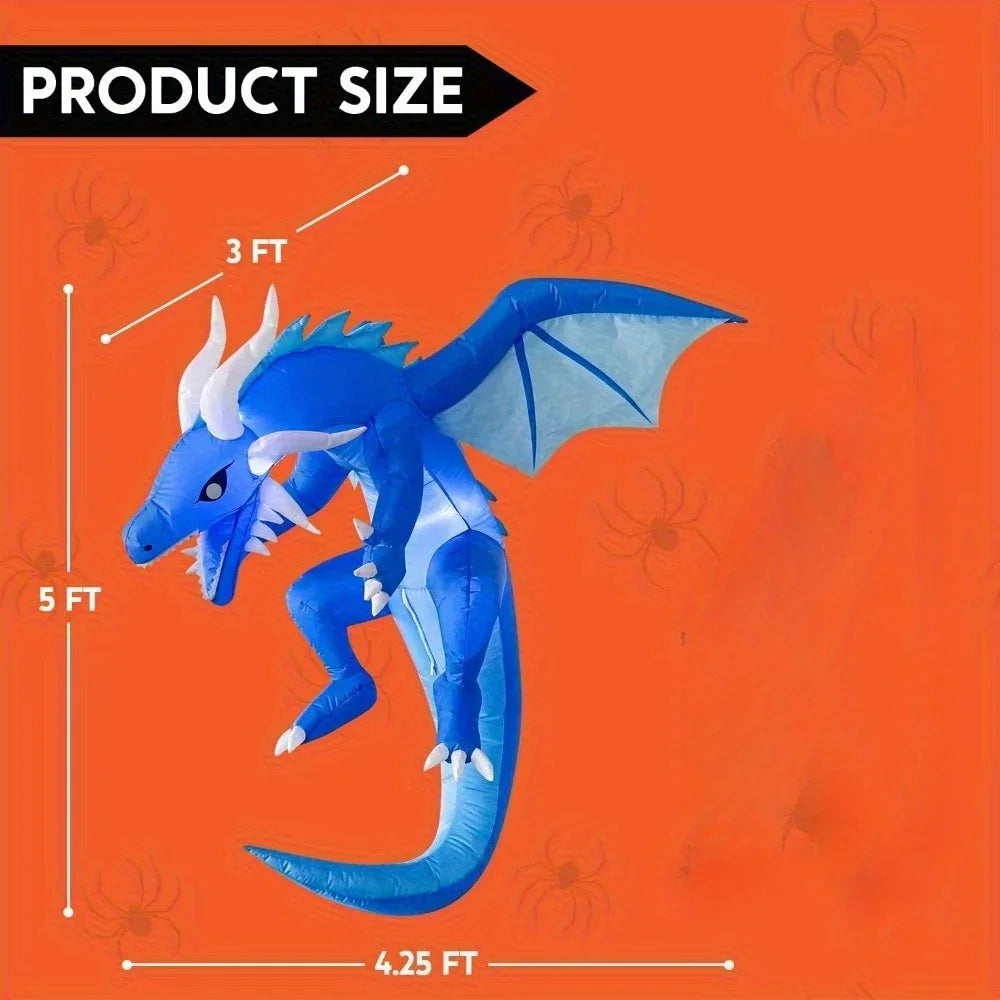 Hanging Ice Dragon Halloween Inflatable With LED Lights Outdoor Decor