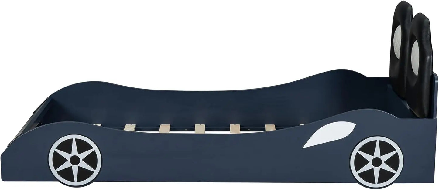 YQXH Race Car Shaped Platform Bed With Integrated LED Lighting