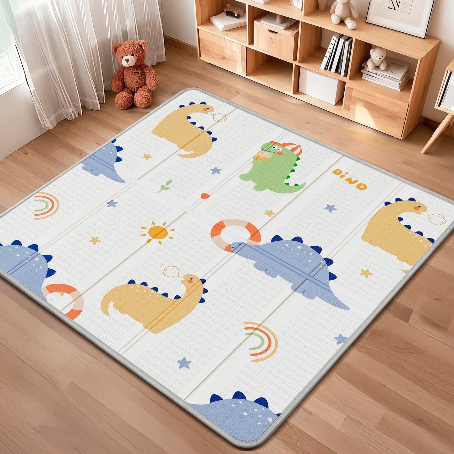 Foldable Baby Play Mat, PIGLOG 0.6in Thick Waterproof Playmats for Babies and Toddlers Kids, Safe Foam Playmat for Tummy Time