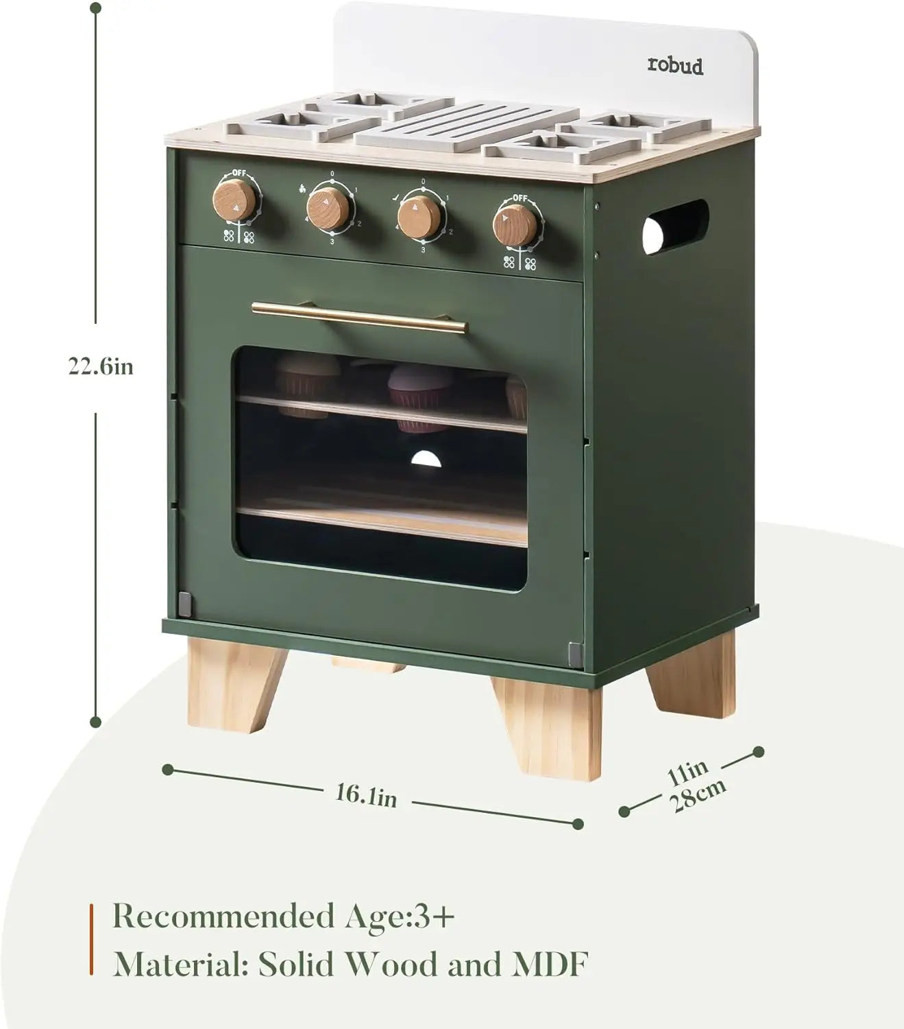 Robotime Robud Vintage Wooden Toy Kitchen Oven And Fridge Set