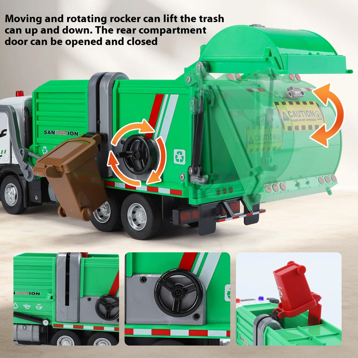 Die Cast Garbage Truck Toy With Sound And Light Effects