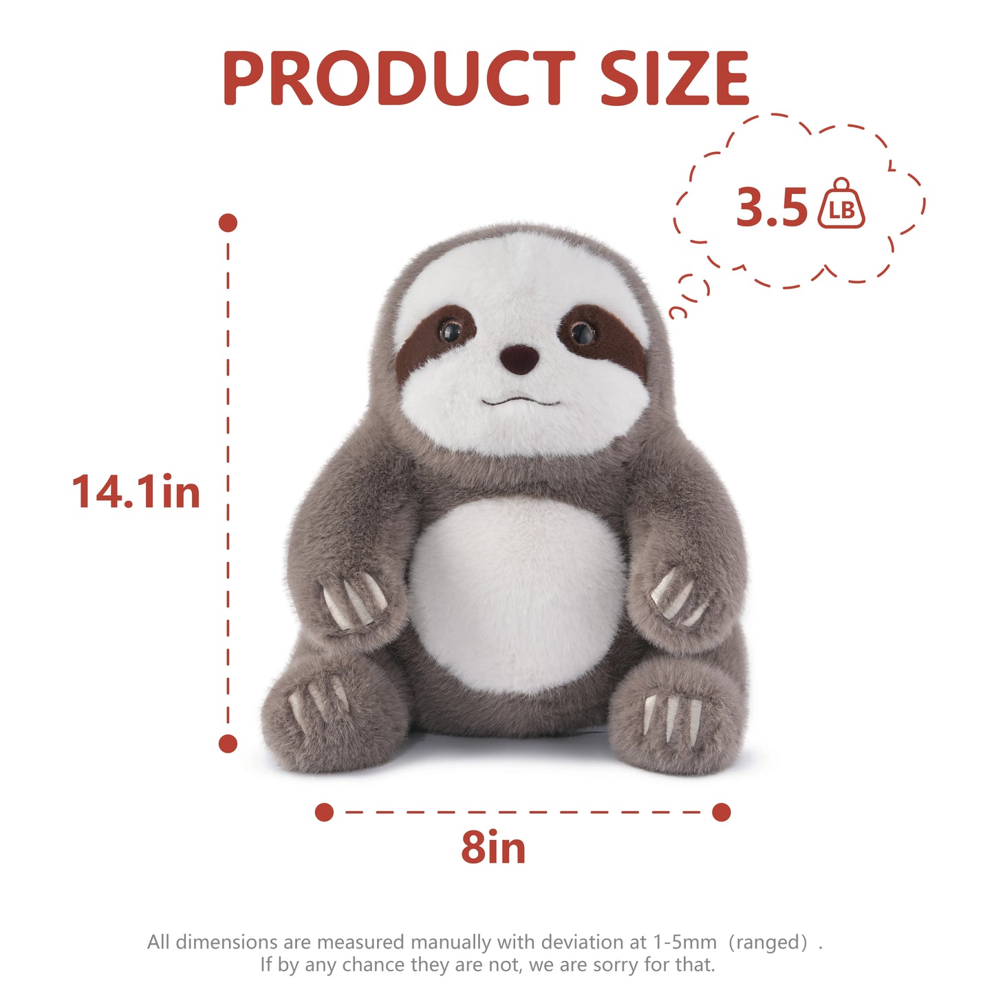 Niuniu Daddy Weighted Sloth Stuffed Animal Plush For Anxiety Relief