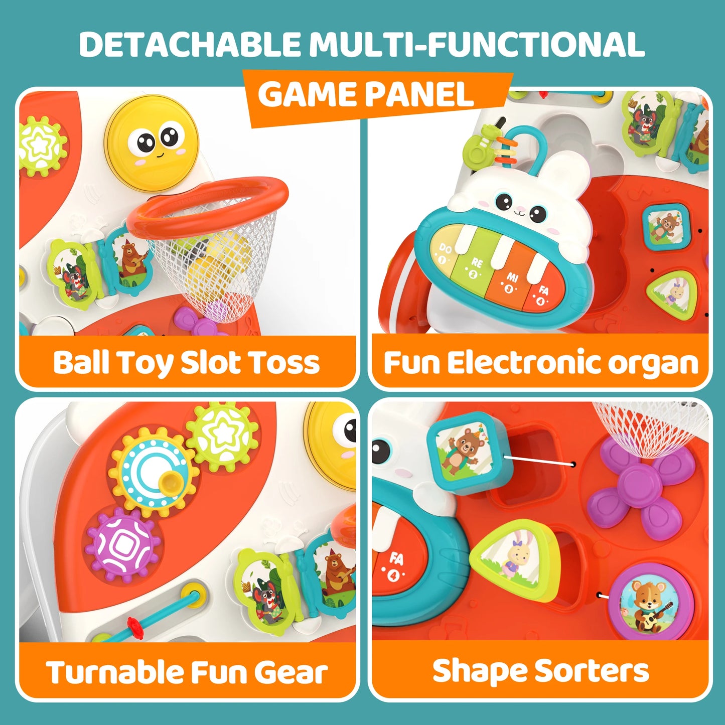 3 in 1 Baby Push Walker and Activity Center, Sit to Stand Walker for Babies 6-12 Months, Baby Walking Toys with Music Panel