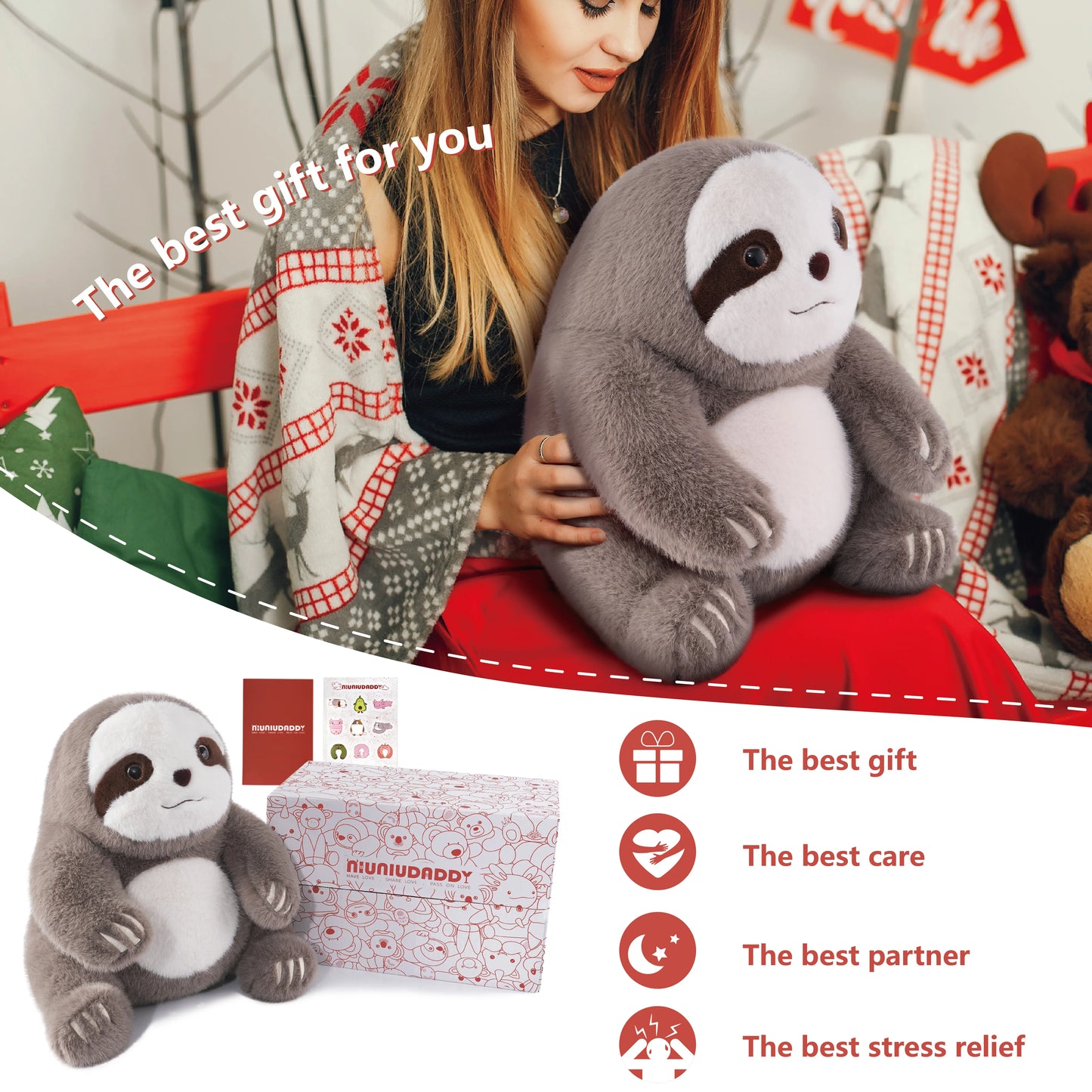 Niuniu Daddy Weighted Sloth Stuffed Animal Plush For Anxiety Relief