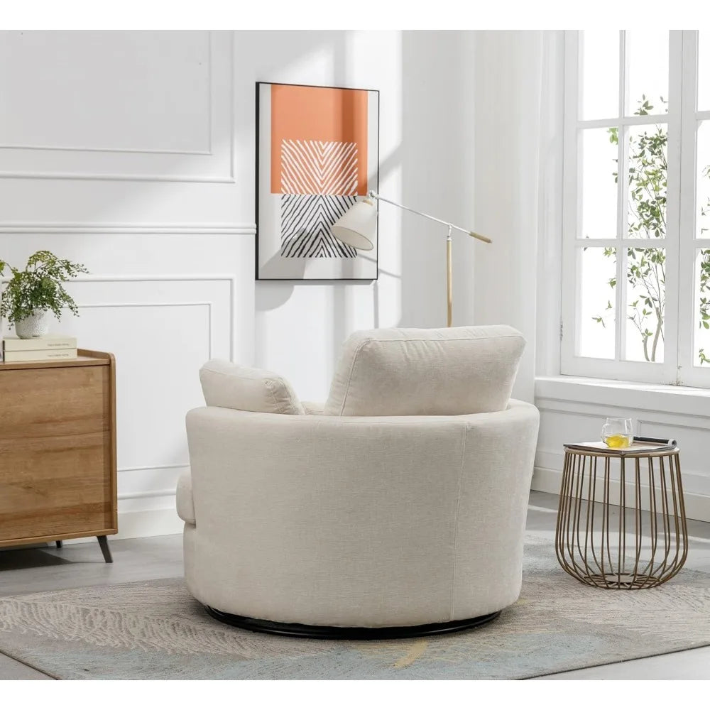 Swivel Accent Barrel Chair Set With Pillows For Living Room