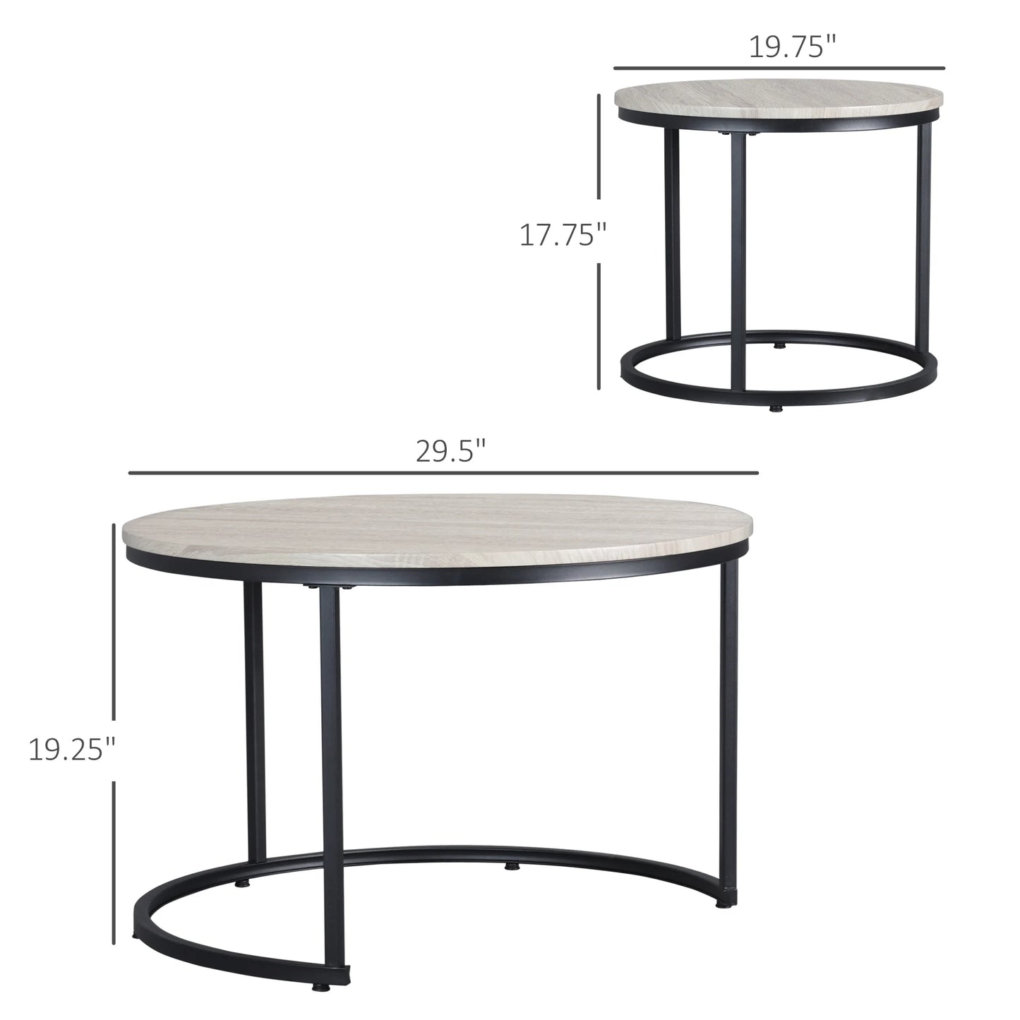 Two Nested Rattan Coffee Tables With Adjustable Feet