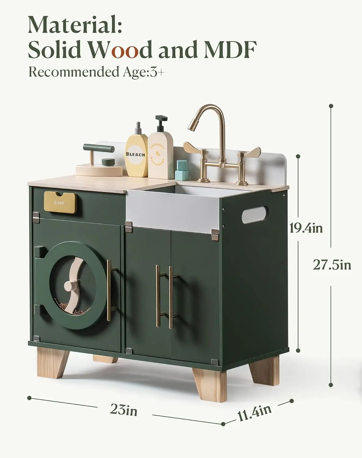 Robotime Robud Vintage Wooden Toy Kitchen Oven And Fridge Set