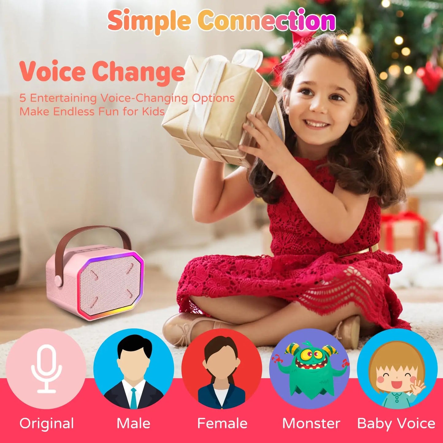 RIVGOTC Mini Karaoke Machine For Kids Bluetooth Wireless Microphones