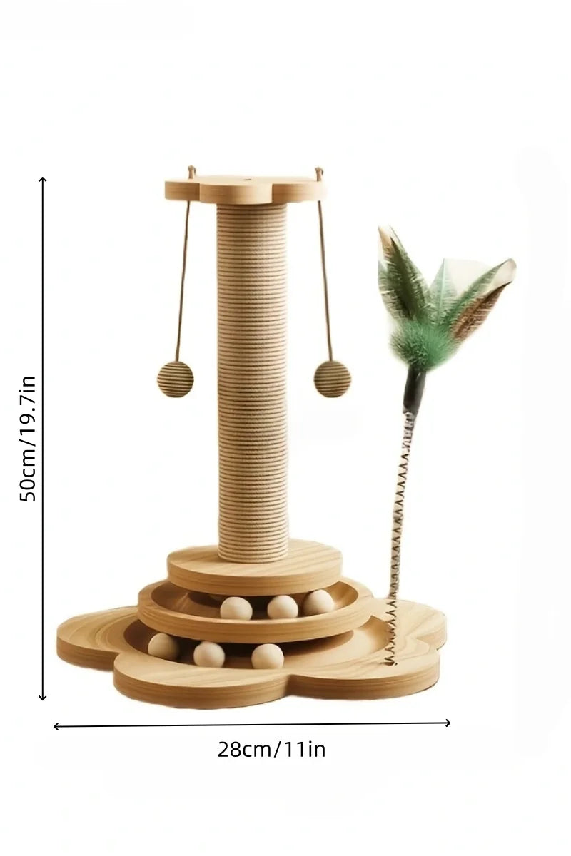 NONECN Cat Scratch Board Rotating Platform Wooden Fiber Toy