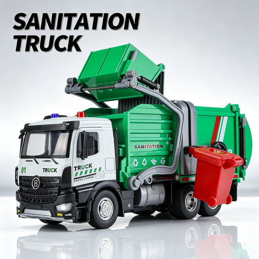 Die Cast Garbage Truck Toy With Sound And Light Effects