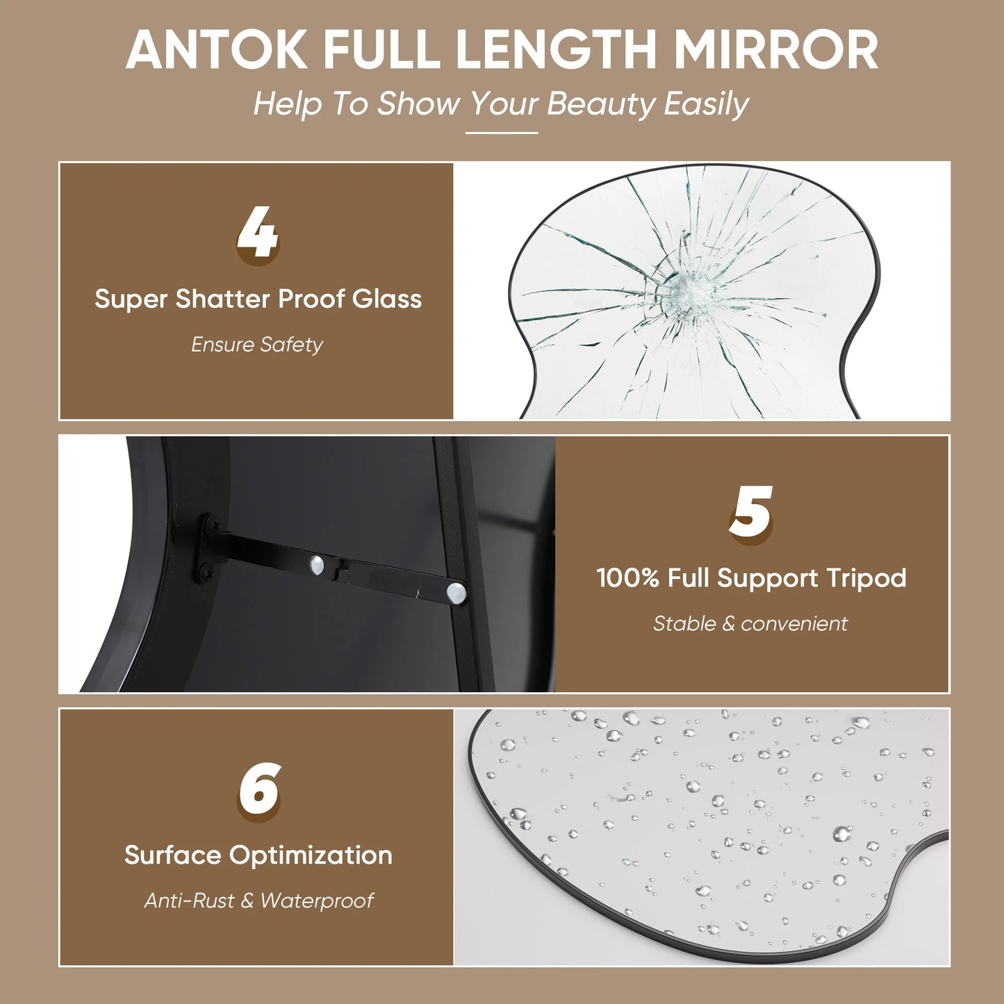 Antok Mirror With Stand for Bedroom and Living Room