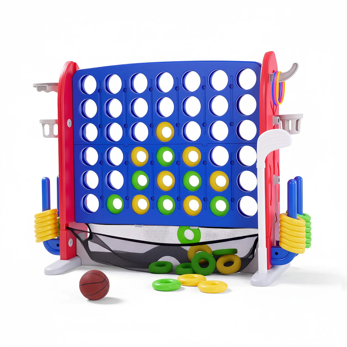 Giant 4 In 1 Outdoor Game Set With Basketball Hoop