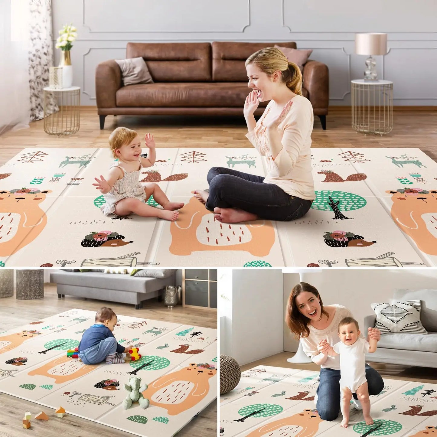Foldable Baby Play Mat, Extra Large Waterproof Activity Playmats for Babies,Toddlers, Infants, Play & Tummy Time, Foam Baby Mat