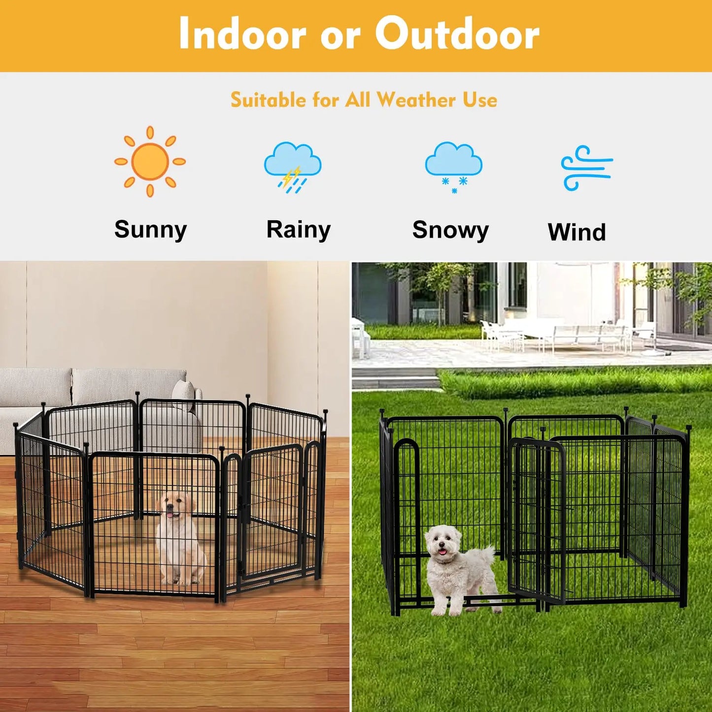 NONECN Square Tube Dog Playpen for Yard Outdoor 7 Panels