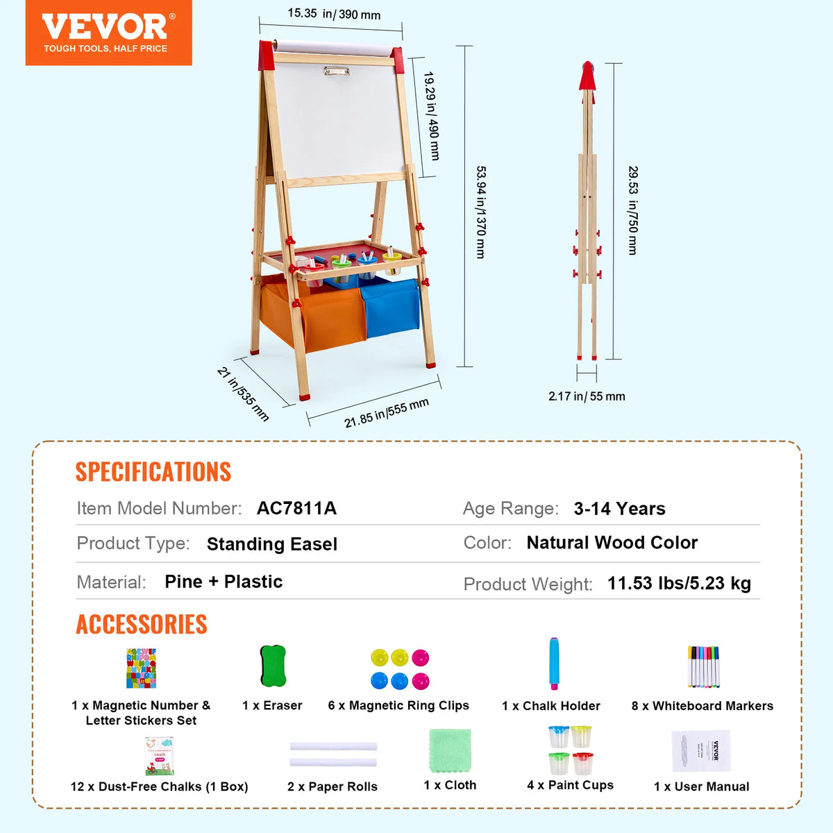 SucceBuy Magnetic Drawing Board Easel for Kids Educational Art Toy