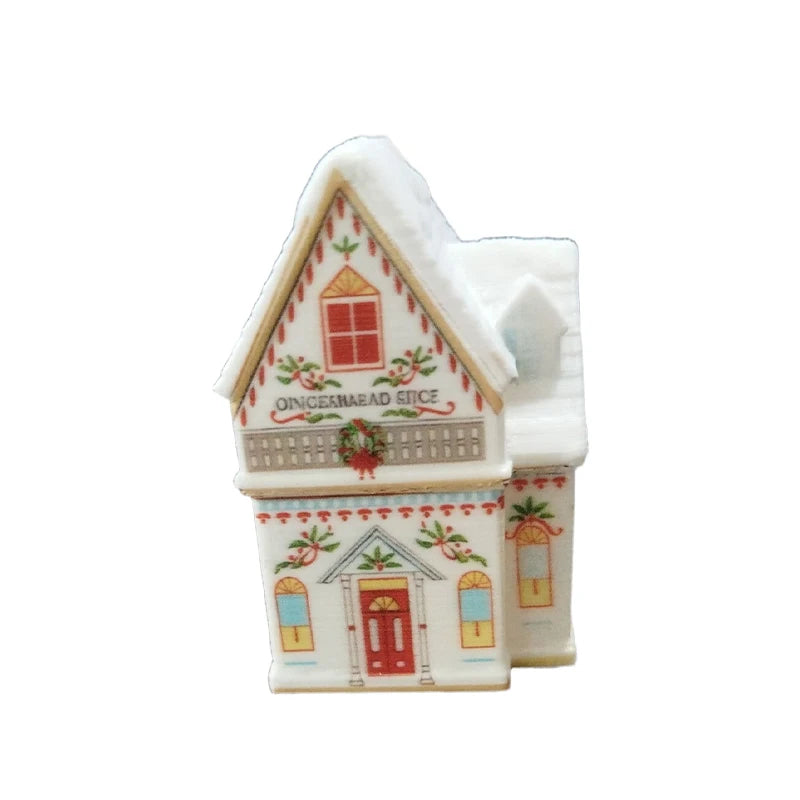 Cute Cartoon Holiday Village Spice House Ornament Mini Gingerbread Jars Decor