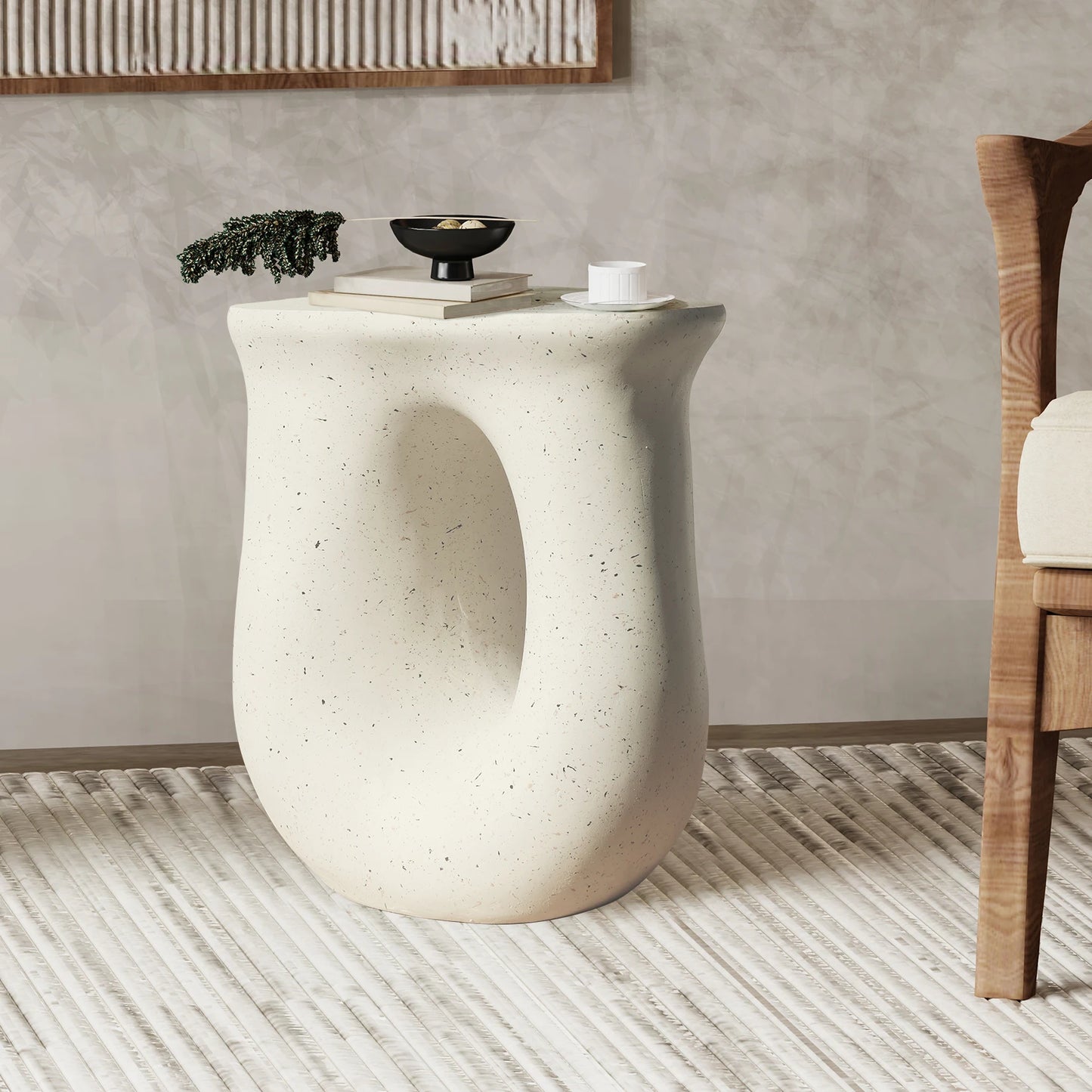 U Shaped Geometric Side End Table