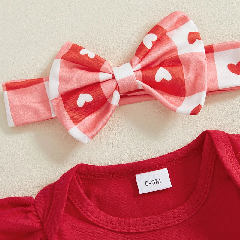 Baby Boy Valentine Outfit Set With Letter Print Romper