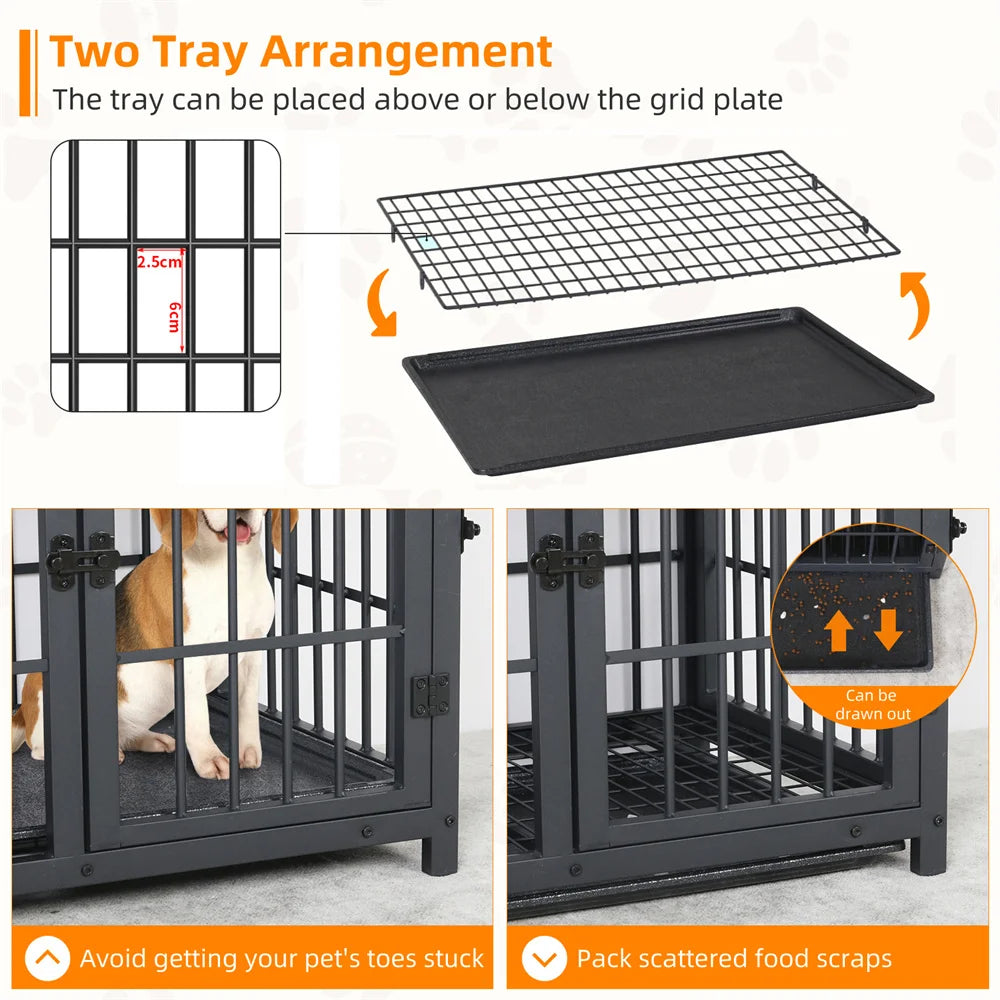 Borwar Wooden Dog Crate End Table Kennel With Removable Tray