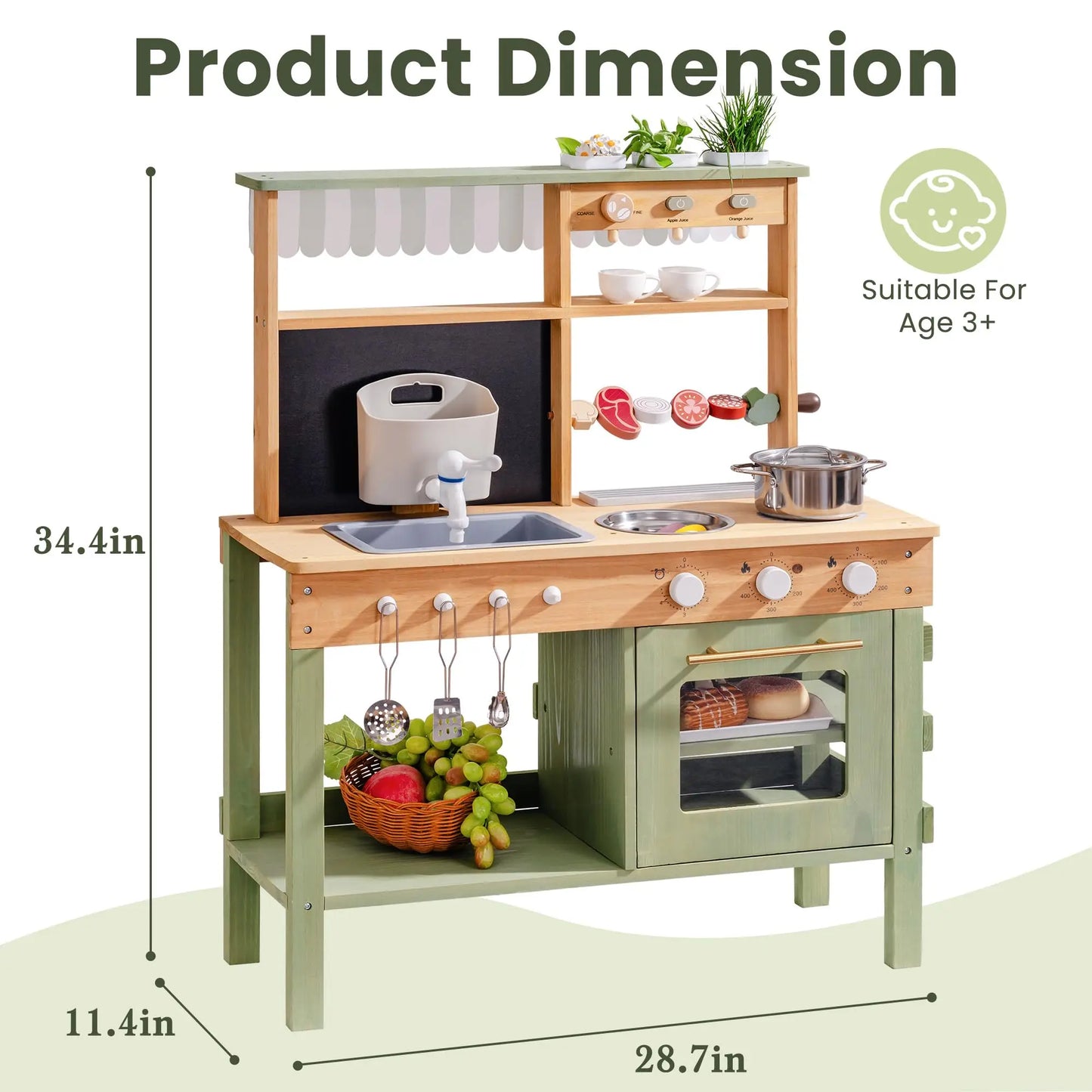 Robotime Mud Kitchen Outdoor Wooden Play Kitchen With Grill Sink