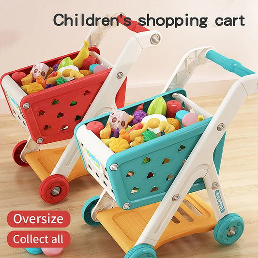 Jovow Shopping Cart Toy for Kids Trolley Pretend Kitchen Supermarket