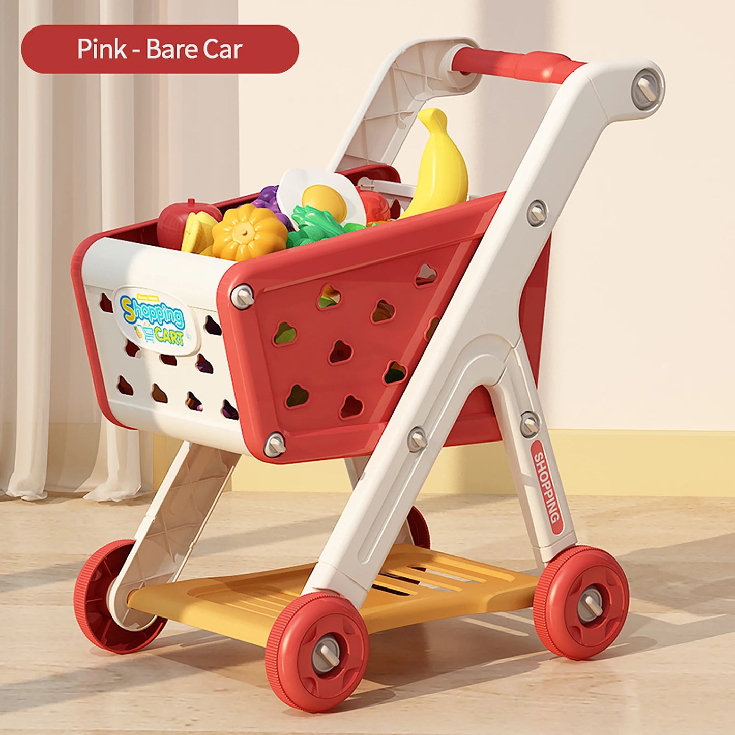 Jovow Shopping Cart Toy for Kids Trolley Pretend Kitchen Supermarket