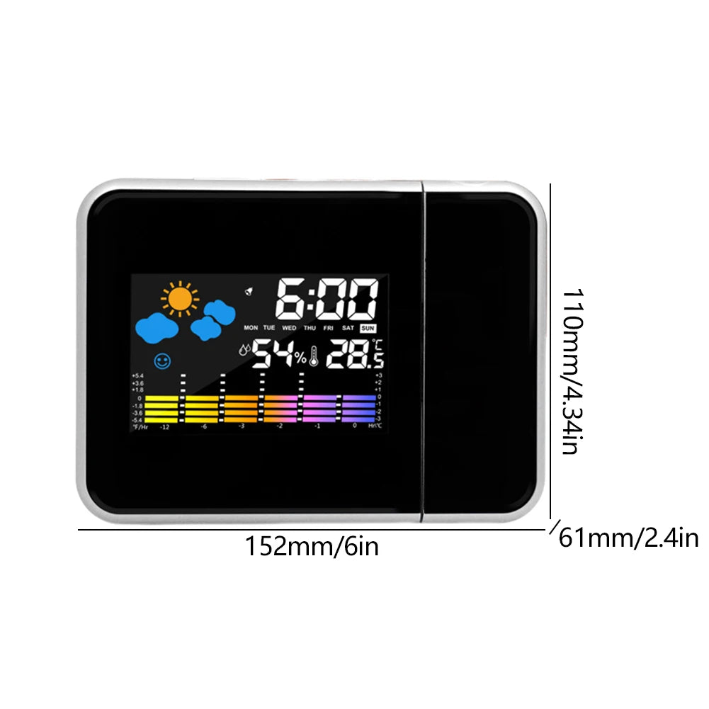 Digital LED Projection Clock With Night Backlight Alarm Thermometer Hygrometer