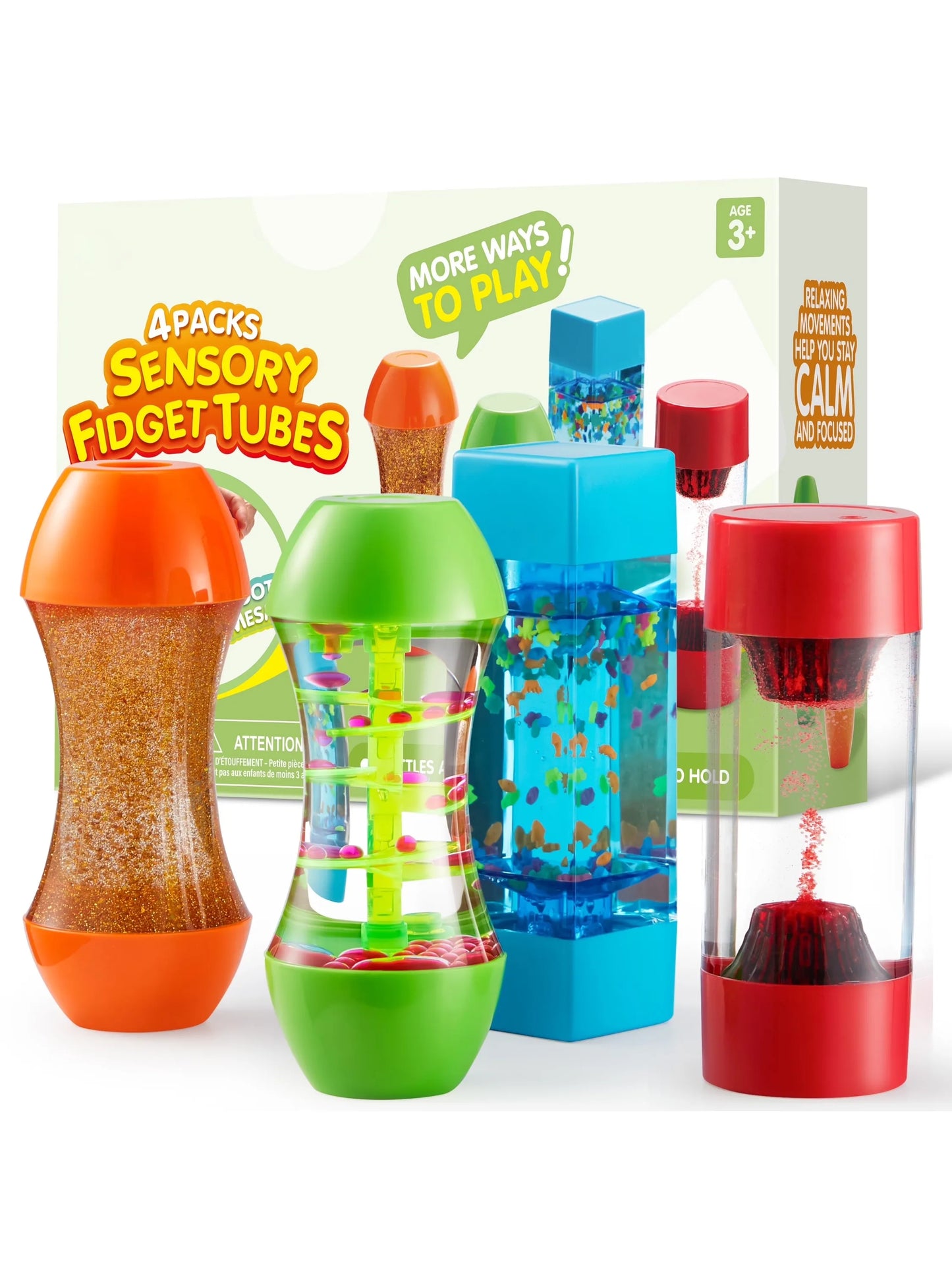 Joyfy 4 Pack Sensory Fidget Tubes For Kids Autism Therapy