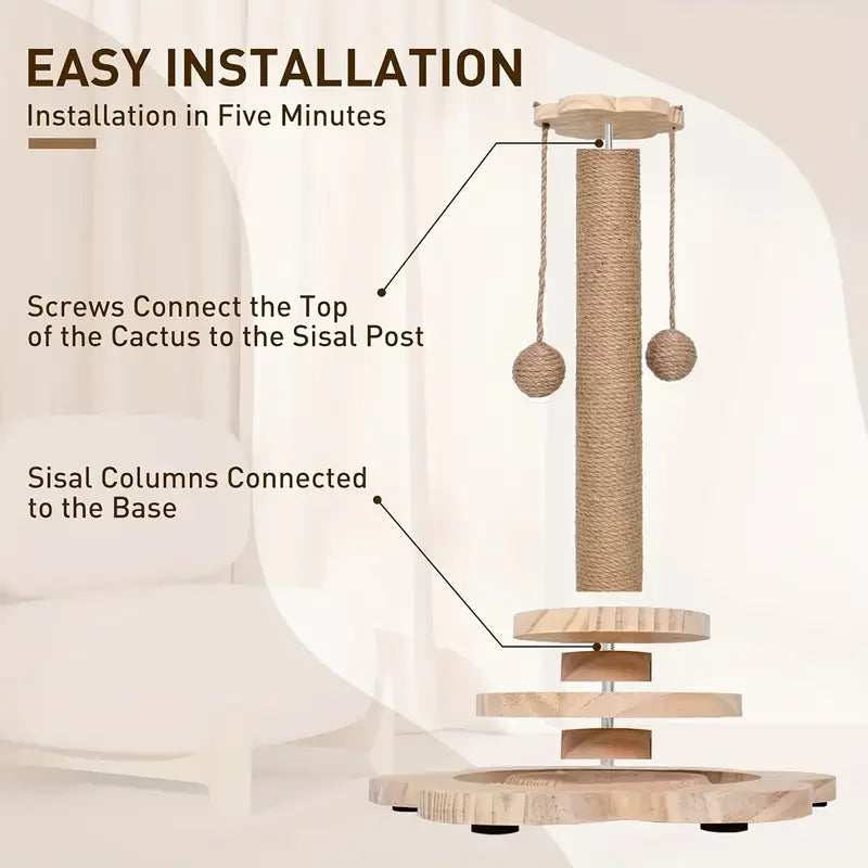 NONECN Cat Scratch Board Rotating Platform Wooden Fiber Toy