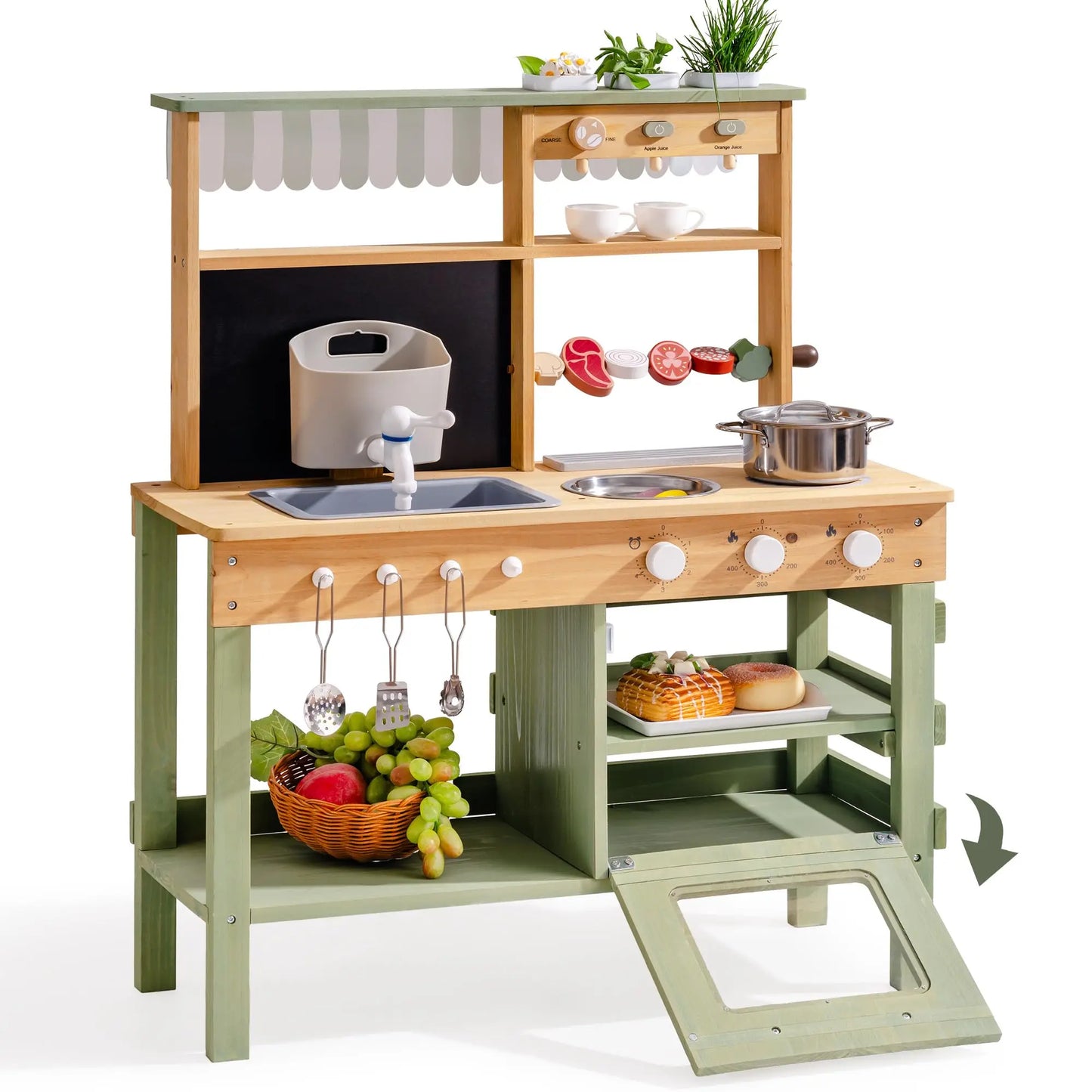 Robotime Mud Kitchen Outdoor Wooden Play Kitchen With Grill Sink