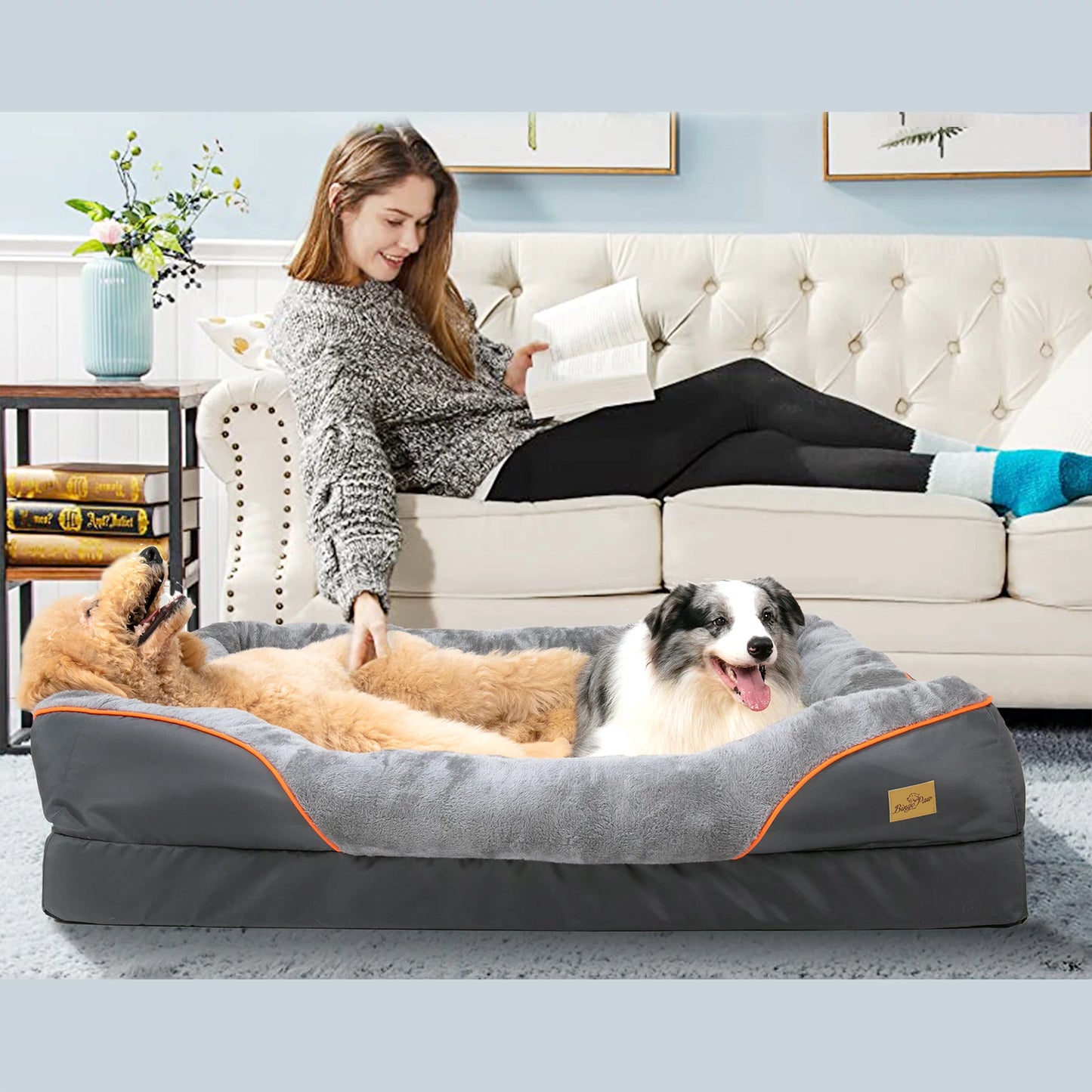 BINGOPAWCN Dog Bed Anti Allergy Warm Fleece With Washable Cover