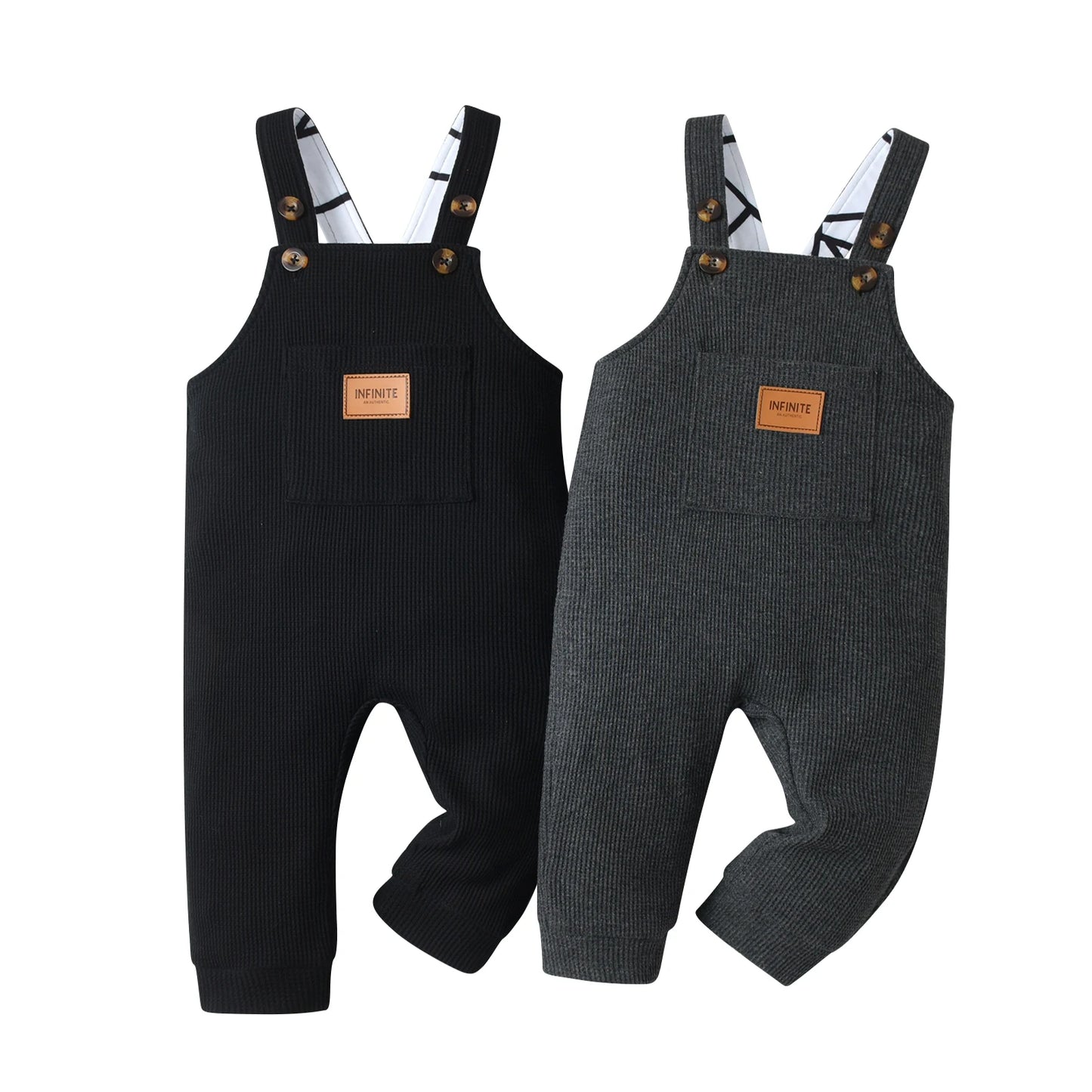 2 Pack Infant Baby Boy Overalls Clothes Solid Color Pocket Suspender Pants Jumpsuit