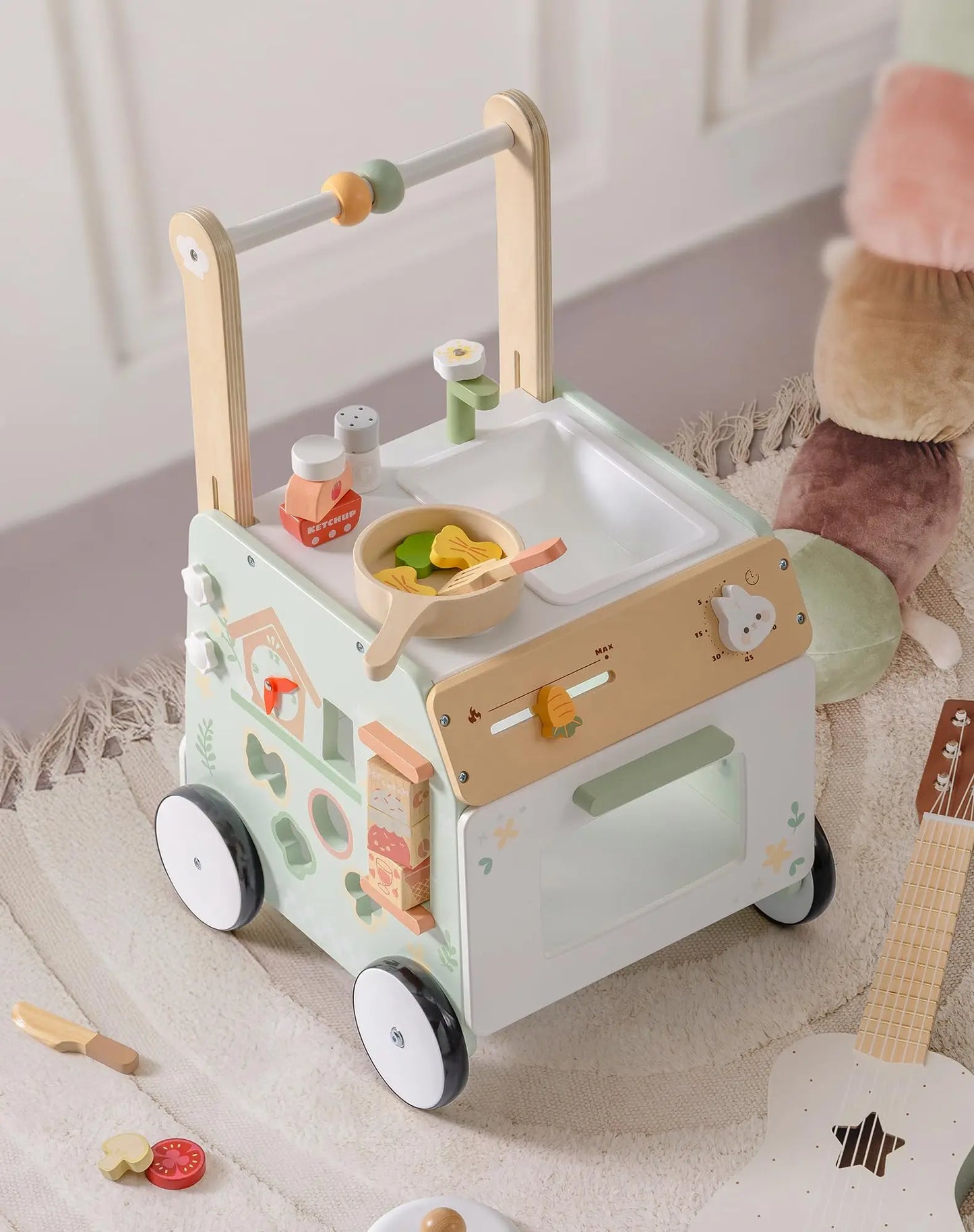 Robotime Wooden Baby Push Walker Adjustable Height Montessori Toys