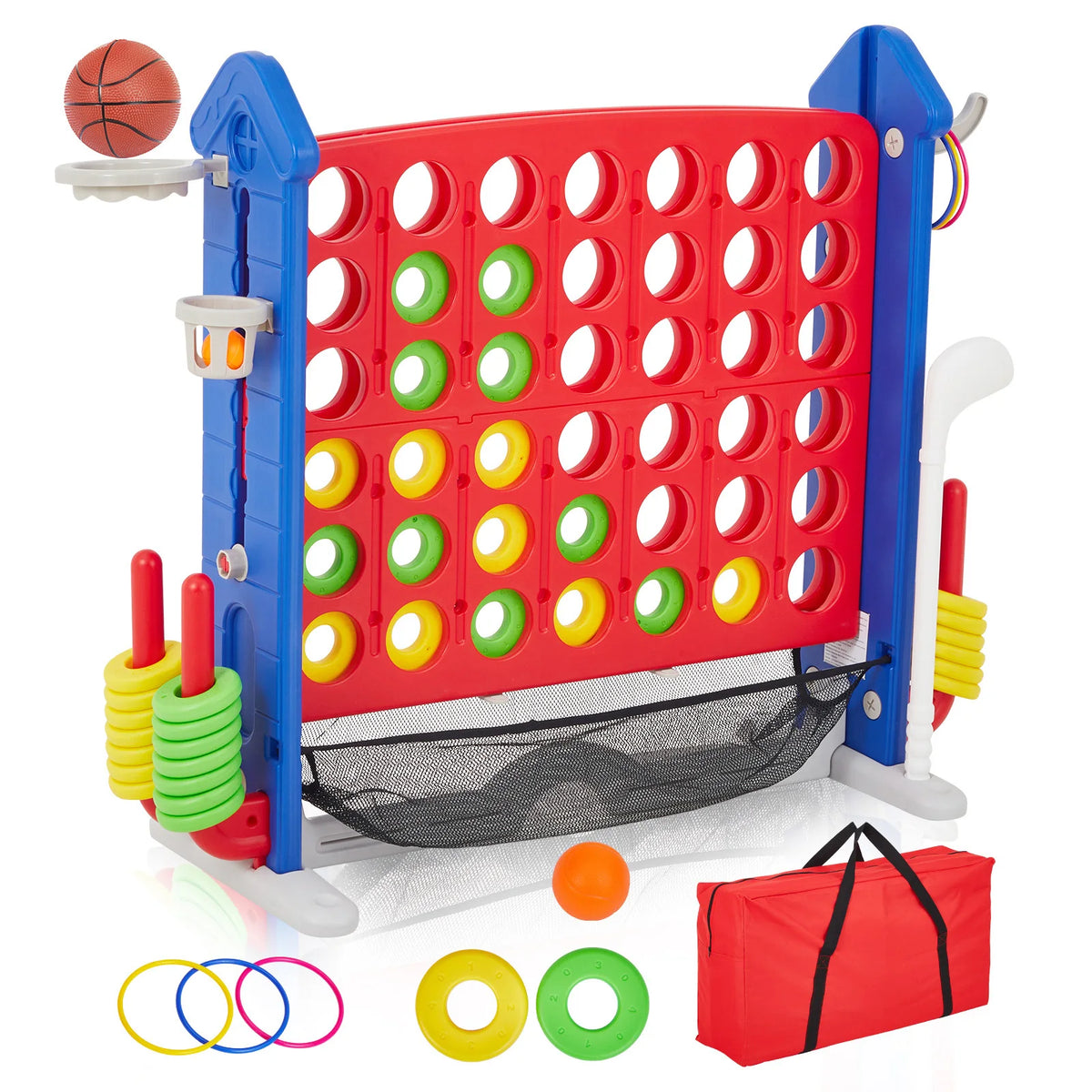 Giant 4 In 1 Outdoor Game Set With Basketball Hoop