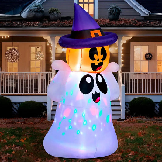 Halloween Inflatable Ghost Yard Decor With Colorful LED Lights