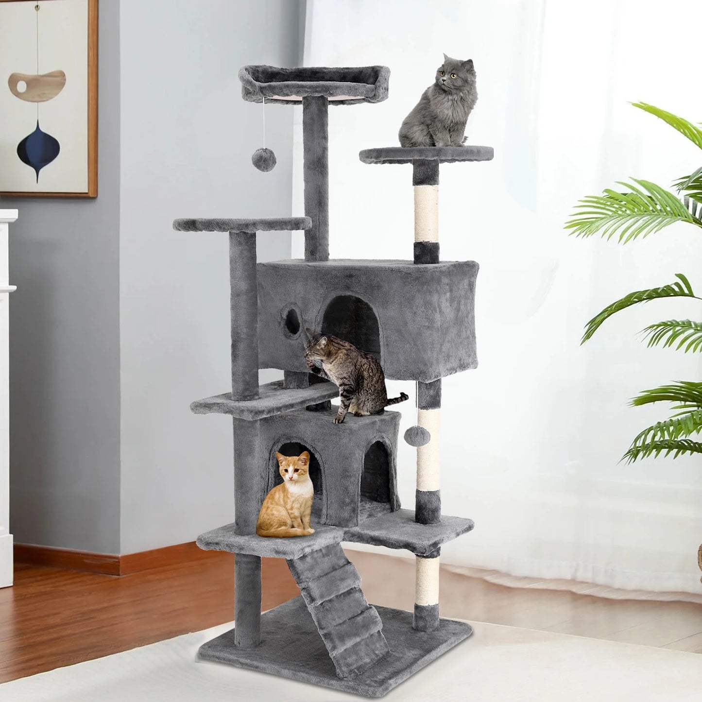 Four Tier Cat Tree With Sisal Scratching Posts And Ball
