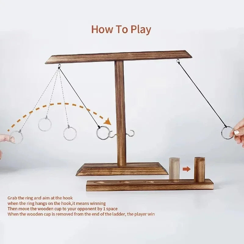 Wooden Ring Toss Drinking Game Board For Parties And Outdoor Fun
