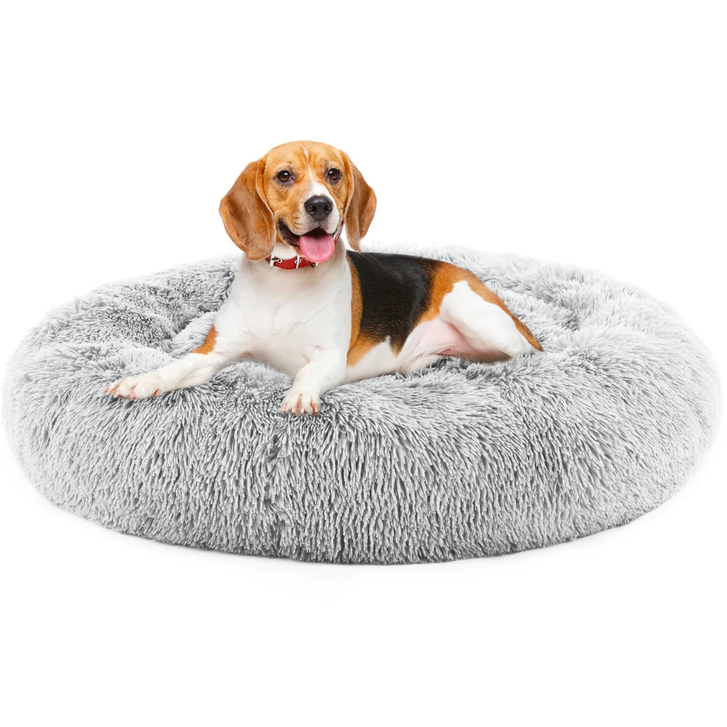 JHK Calming Dog Bed Plush Faux Fur Washable Round