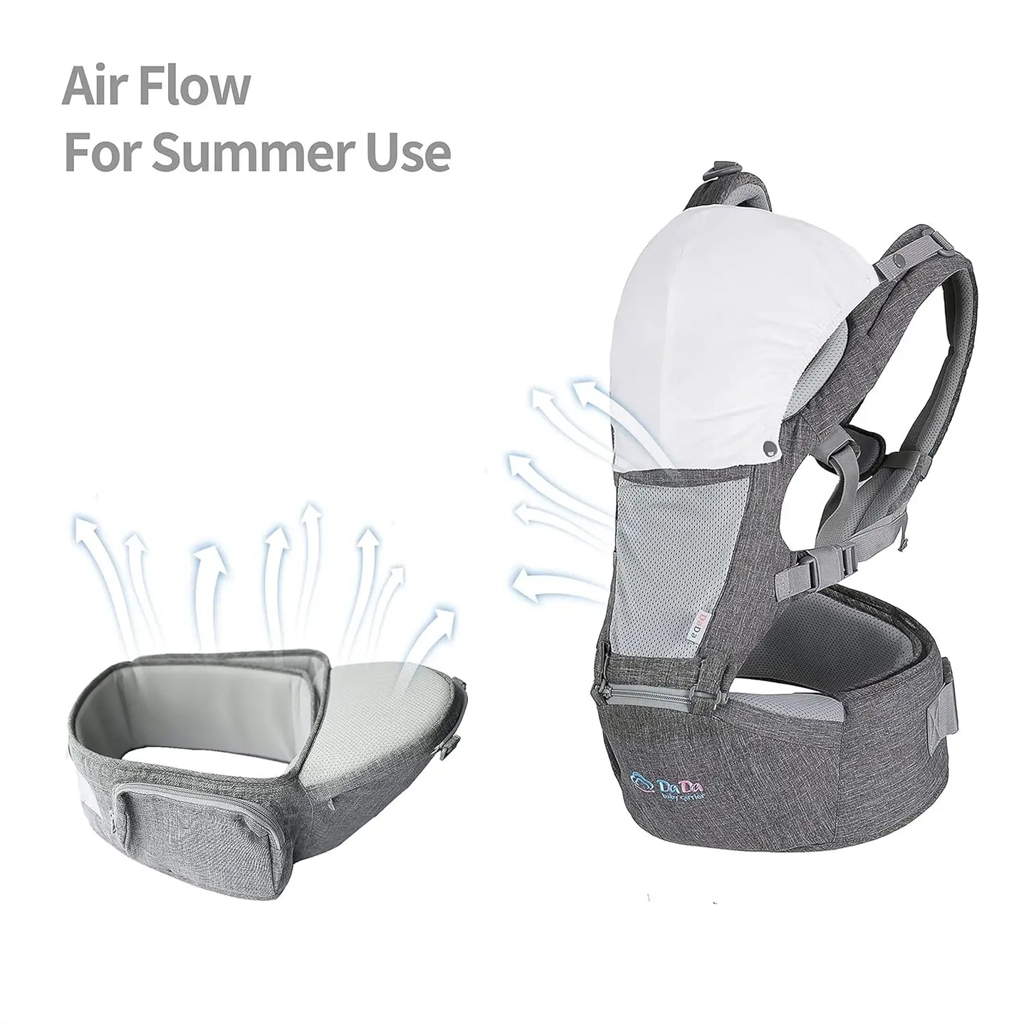 Texas Design Safety Certified Ergonomic DADA Hip Seat Baby Carrier Newborn to Toddler, Lumbar Support Waist Stool, Airflow Mesh