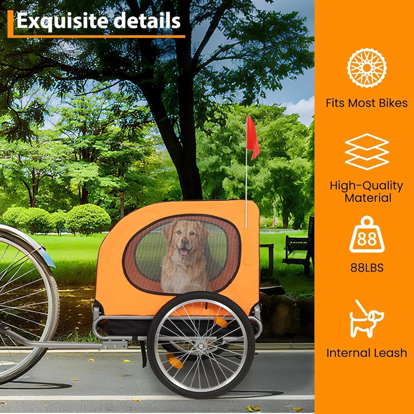 Twister.CK Dog Bike Trailer 88Lbs Capacity Carrier Foldable